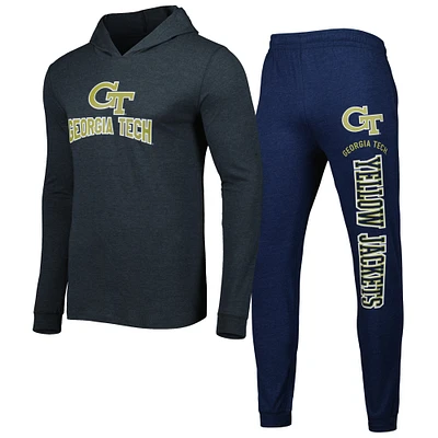 Concepts Sport Navy/Charcoal Georgia Tech Yellow Jackets Meter Pullover Hoodie & Joggers Sleep Set