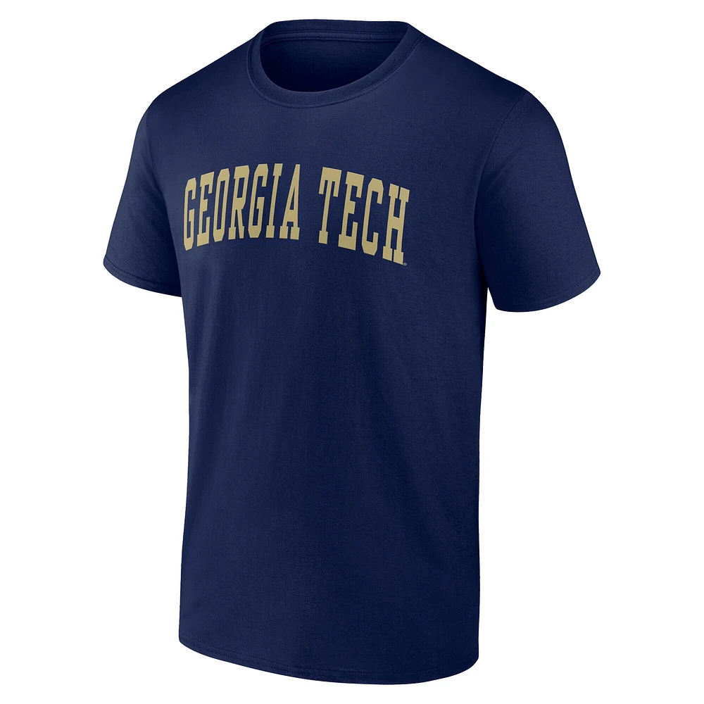 T-shirt bleu marine Georgia Tech Yellow Jackets pour homme avec logo arqué