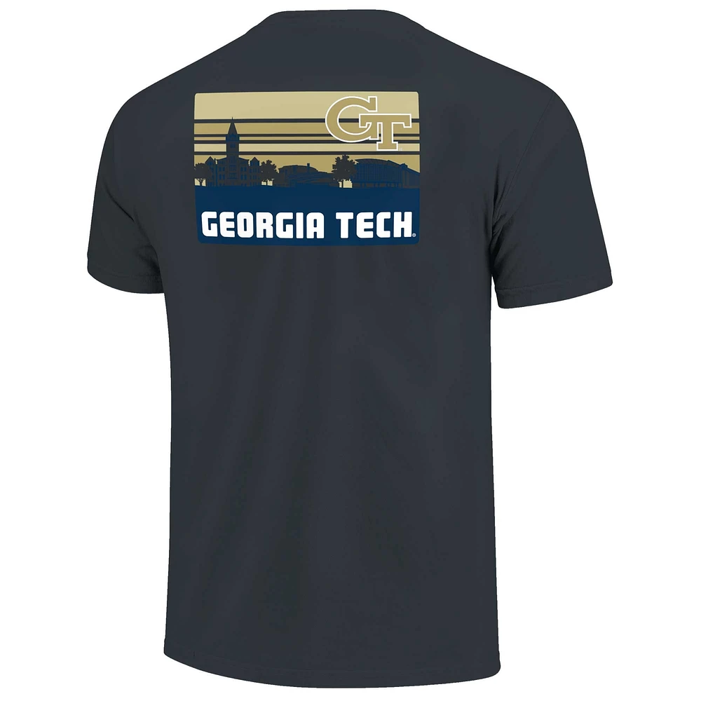 Men's Navy Georgia Tech Yellow Jackets Striped Campus Skyline T-Shirt