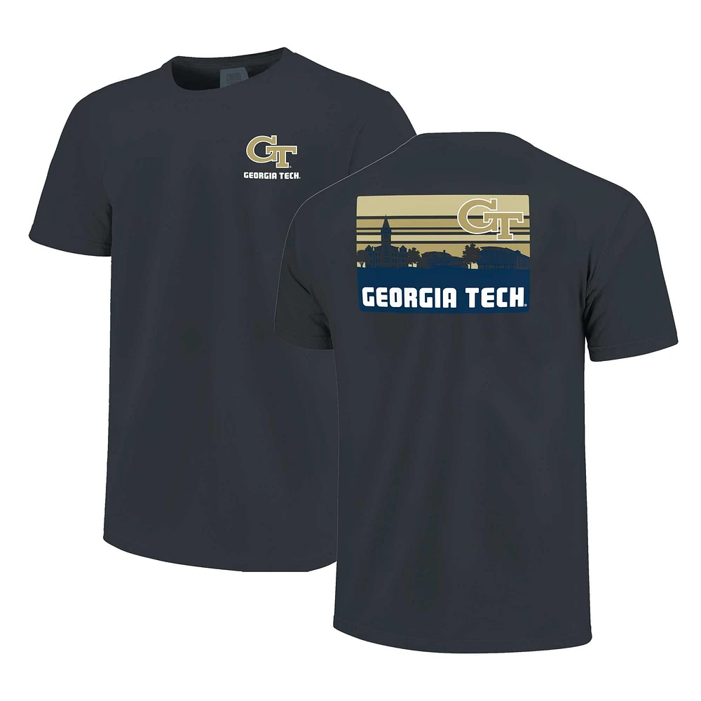 Men's Navy Georgia Tech Yellow Jackets Striped Campus Skyline T-Shirt