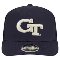 Casquette camionneur extensible à boutons-pression New Era bleu marine Georgia Tech Yellow Jackets Primary 9SEVENTY pour homme