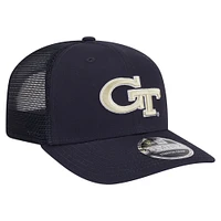 Casquette camionneur extensible à boutons-pression New Era bleu marine Georgia Tech Yellow Jackets Primary 9SEVENTY pour homme