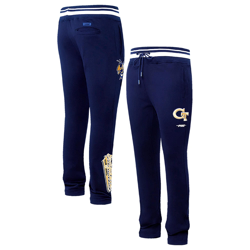 Pantalon de survêtement en molleton Pro Standard Navy Georgia Tech Yellow Jackets Script Tail pour hommes