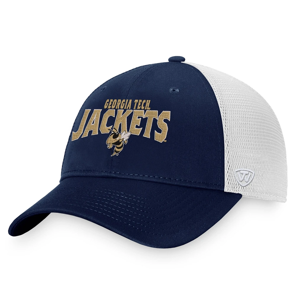 Men's Top of the World Navy/White Georgia Tech Yellow Jackets Breakout Trucker Snapback Hat