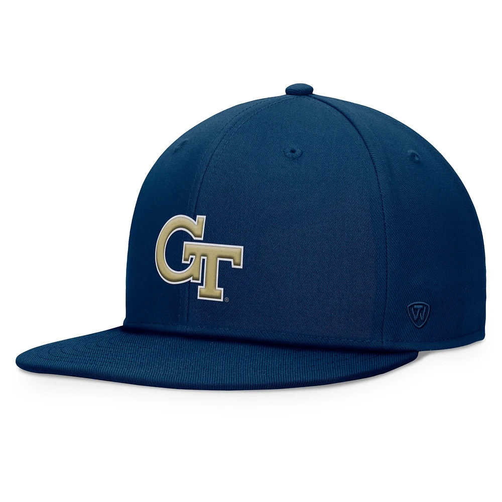 Casquette Snapback fondamentale Top of the World Navy Georgia Tech Yellow Jackets pour hommes