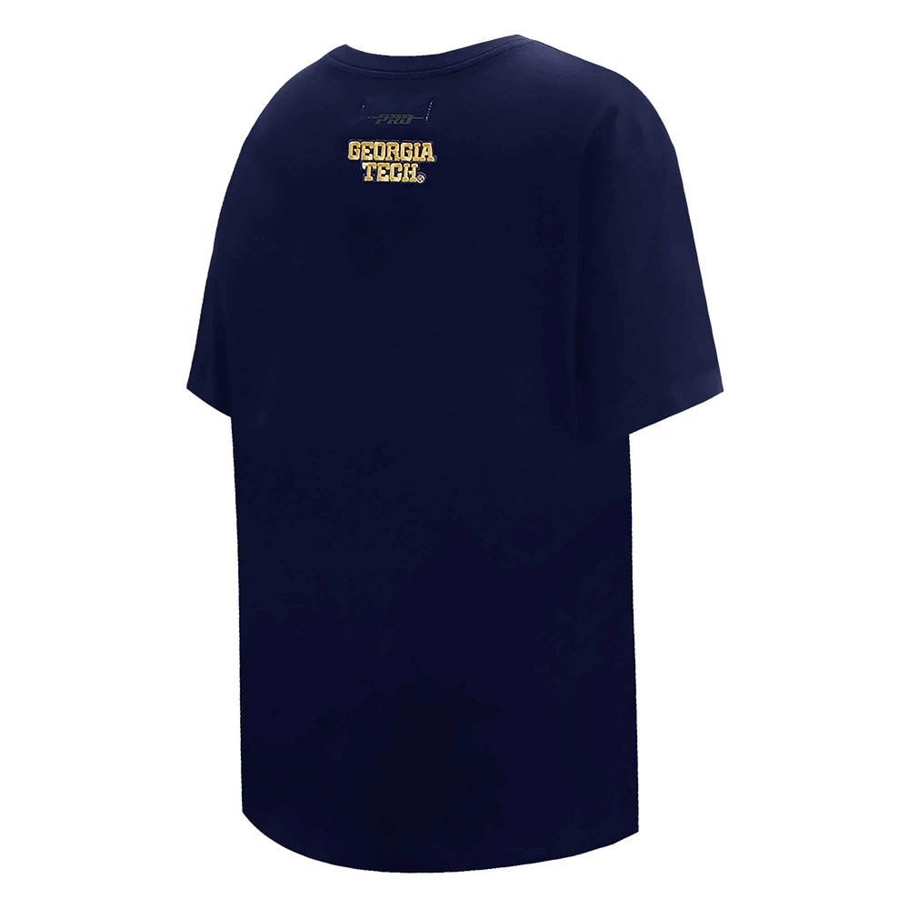 Women's Pro Standard Navy Georgia Tech Yellow Jackets Script Tail Oversized Boyfriend T-Shirt