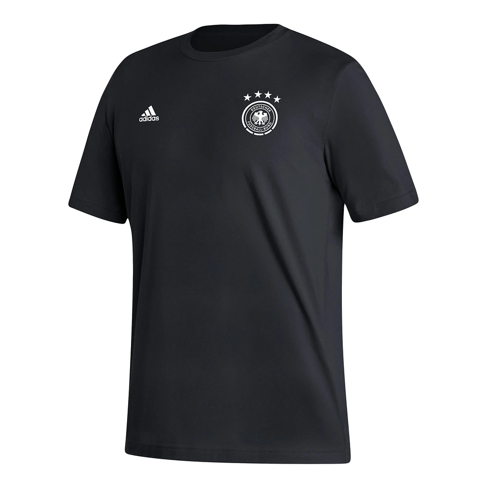 T-shirt adidas noir avec écusson de l'équipe nationale d'Allemagne pour hommes