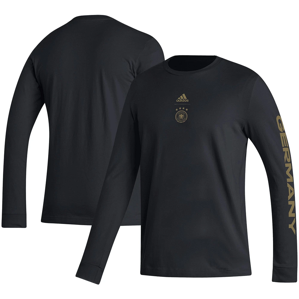 Men's adidas Black Germany National Team Crest Wordmark Long Sleeve T-Shirt