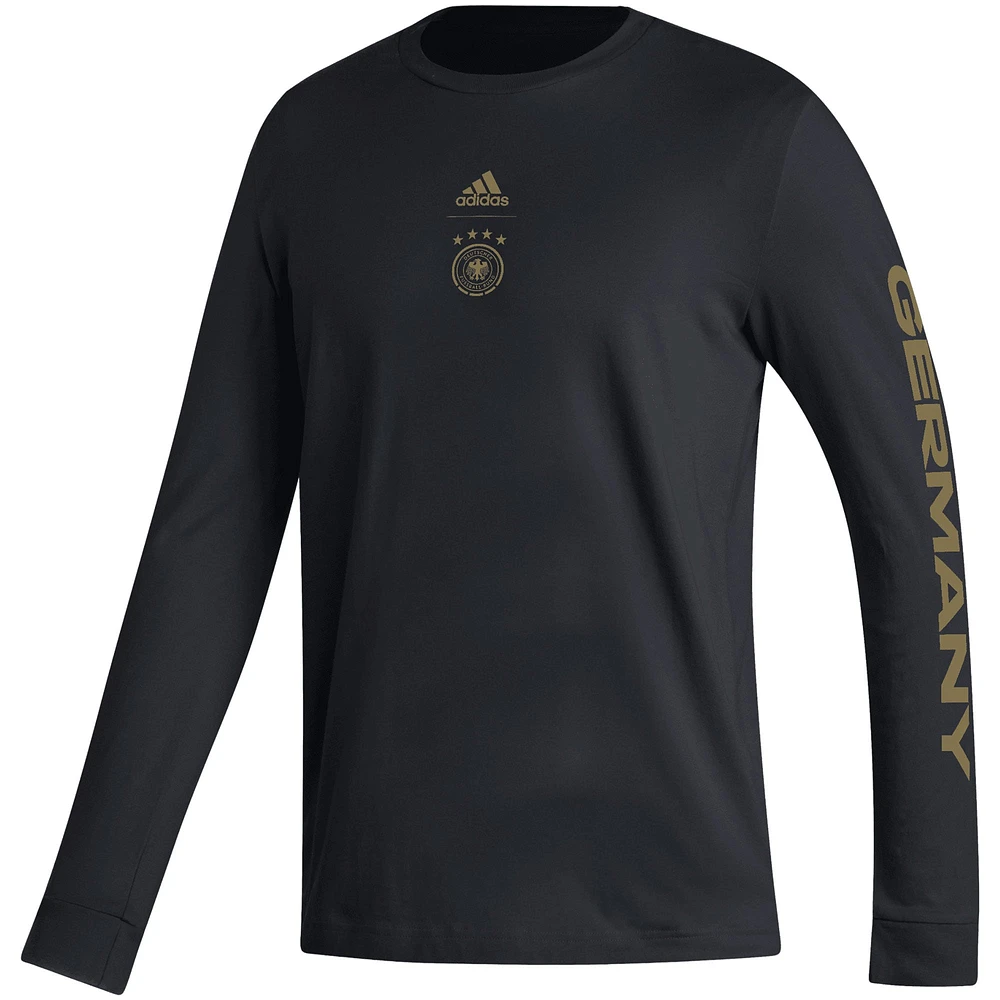 Men's adidas Black Germany National Team Crest Wordmark Long Sleeve T-Shirt