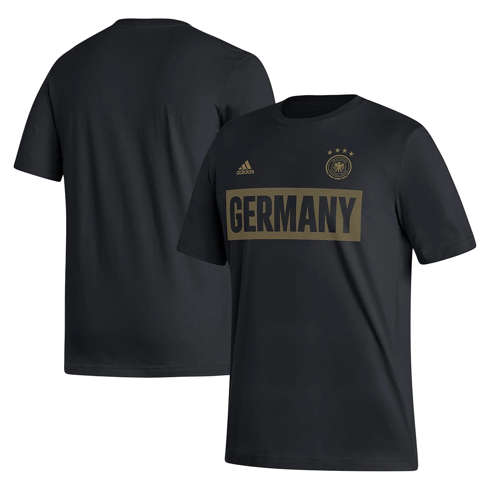 T-shirt adidas noir pour hommes de l'équipe nationale d'Allemagne Culture Bar