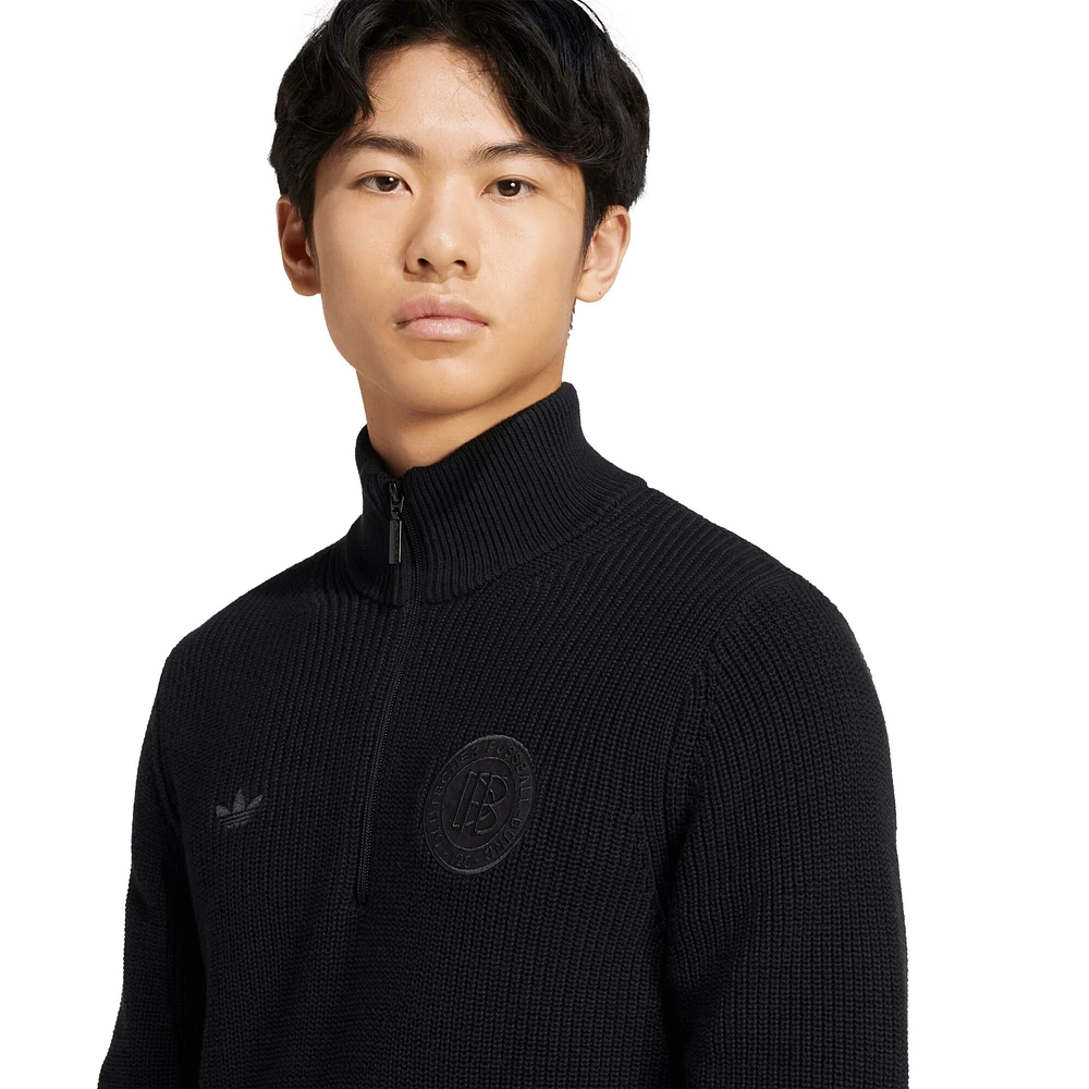 Haut en maille côtelée à demi-zip noir pour homme de l'équipe nationale d'Allemagne Culturewear 125e anniversaire adidas Originals