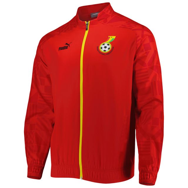 Puma Veste d'entraînement d'avant-match raglan entièrement zippée pour homme de l'équipe nationale du Ghana rouge