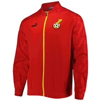 Men's Puma Red Ghana National Team Pre-Match Raglan Full-Zip Training Jacket
