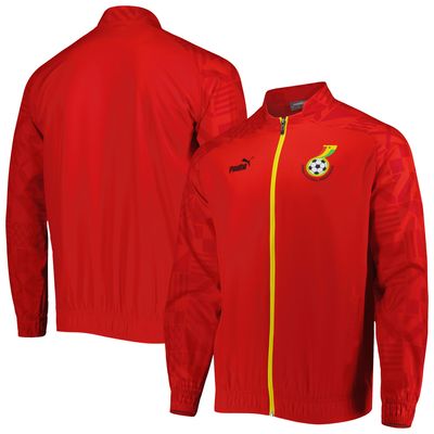 Men's Puma Red Ghana National Team Pre-Match Raglan Full-Zip Training Jacket