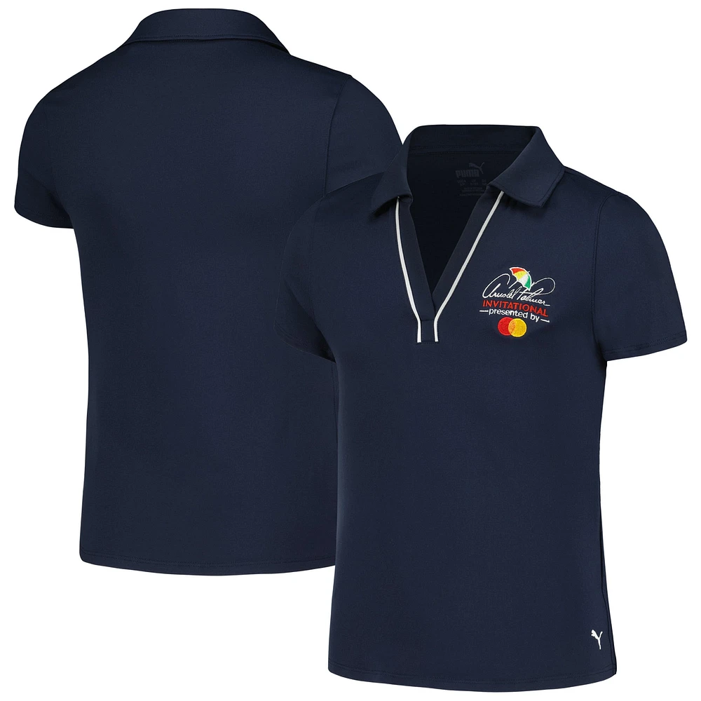 Polo à col en V CLOUDSPUN pour filles Puma Arnold Palmer Invitational Piped bleu marine jeunes