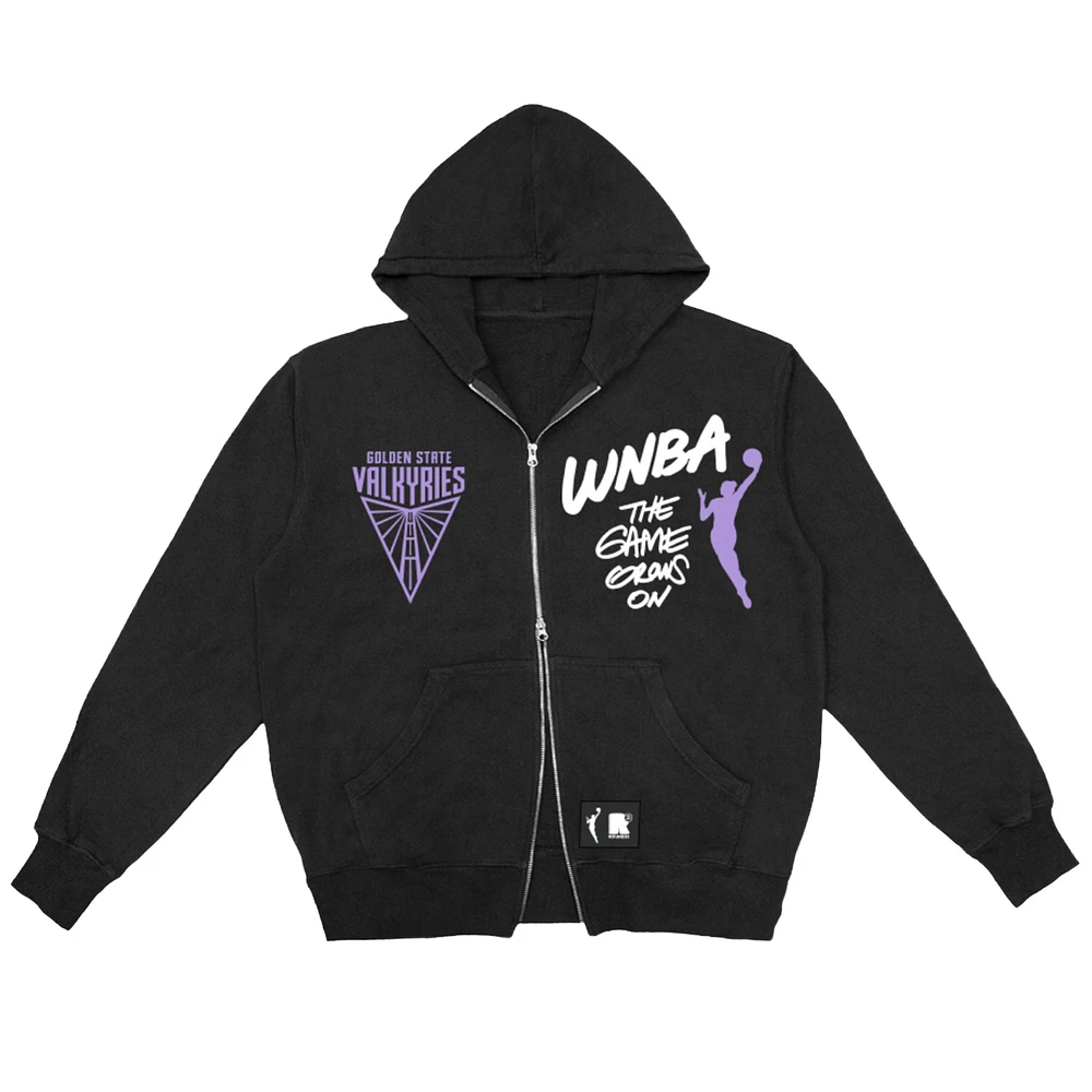 Unisex round21  Black Golden State Valkyries Double-Zip Hoodie