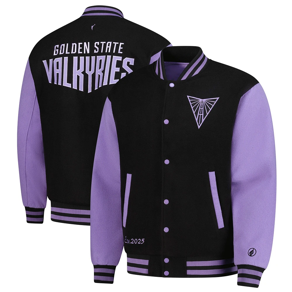 Unisex FISLL Eclipse Black Golden State Valkyries Full-Snap Varsity Jacket