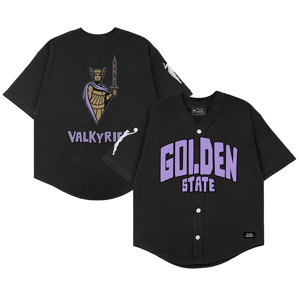 Maillot de baseball unisexe noir avec logo secondaire des Golden State Valkyries Playa Society