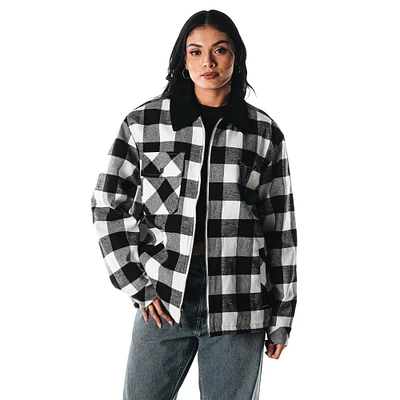 Unisex The Wild Collective Black/White Golden State Valkyries Flannel Full-Zip Shacket