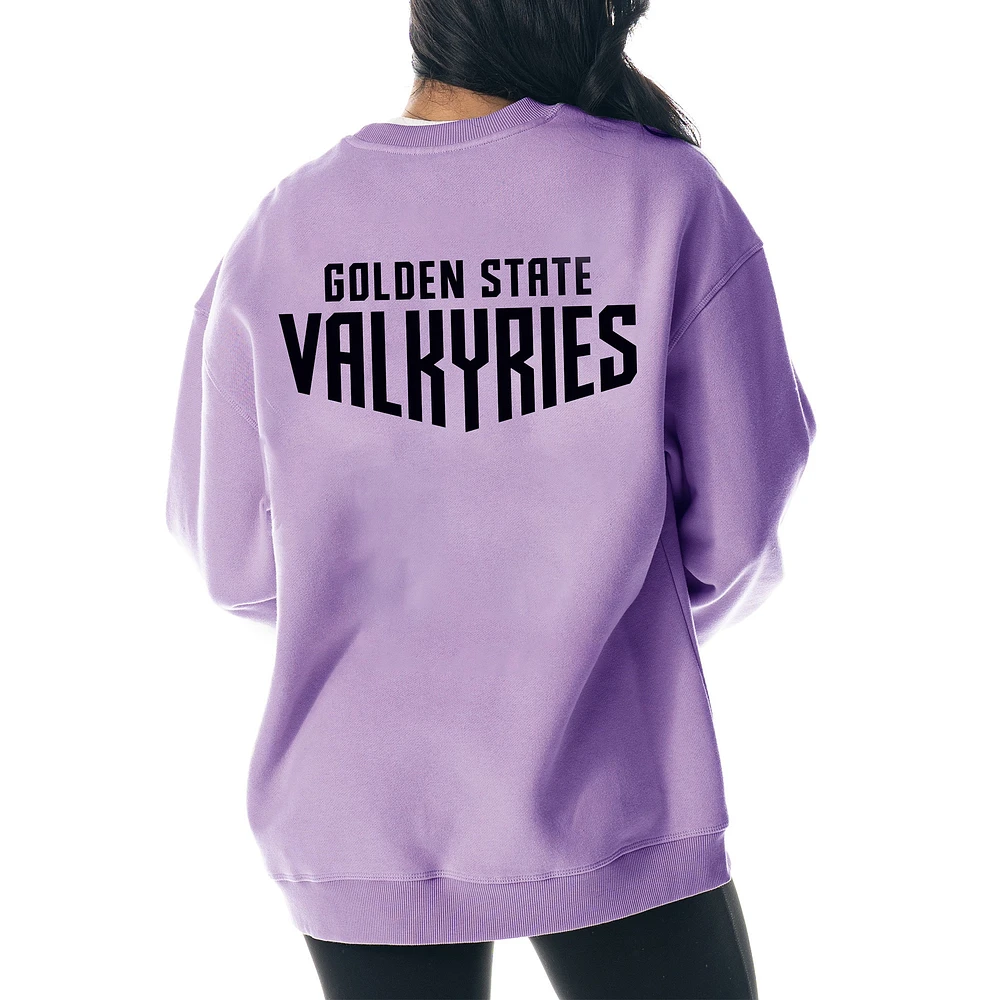 Unisex The Wild Collective Violet Golden State Valkyries Dye Fleece Pullover Crew Sweatshirt