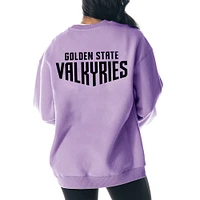 Unisex The Wild Collective Violet Golden State Valkyries Dye Fleece Pullover Crew Sweatshirt