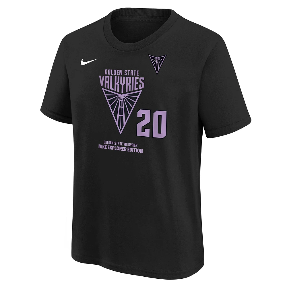 Youth Nike Kate Martin Eclipse Black Golden State Valkyries Explorer Edition Name & Number T-Shirt