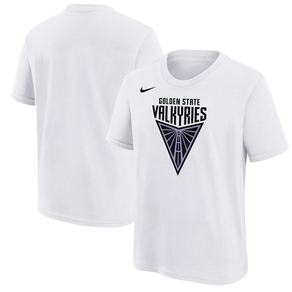 T-shirt Nike blanc avec logo principal Golden State Valkyries pour jeunes