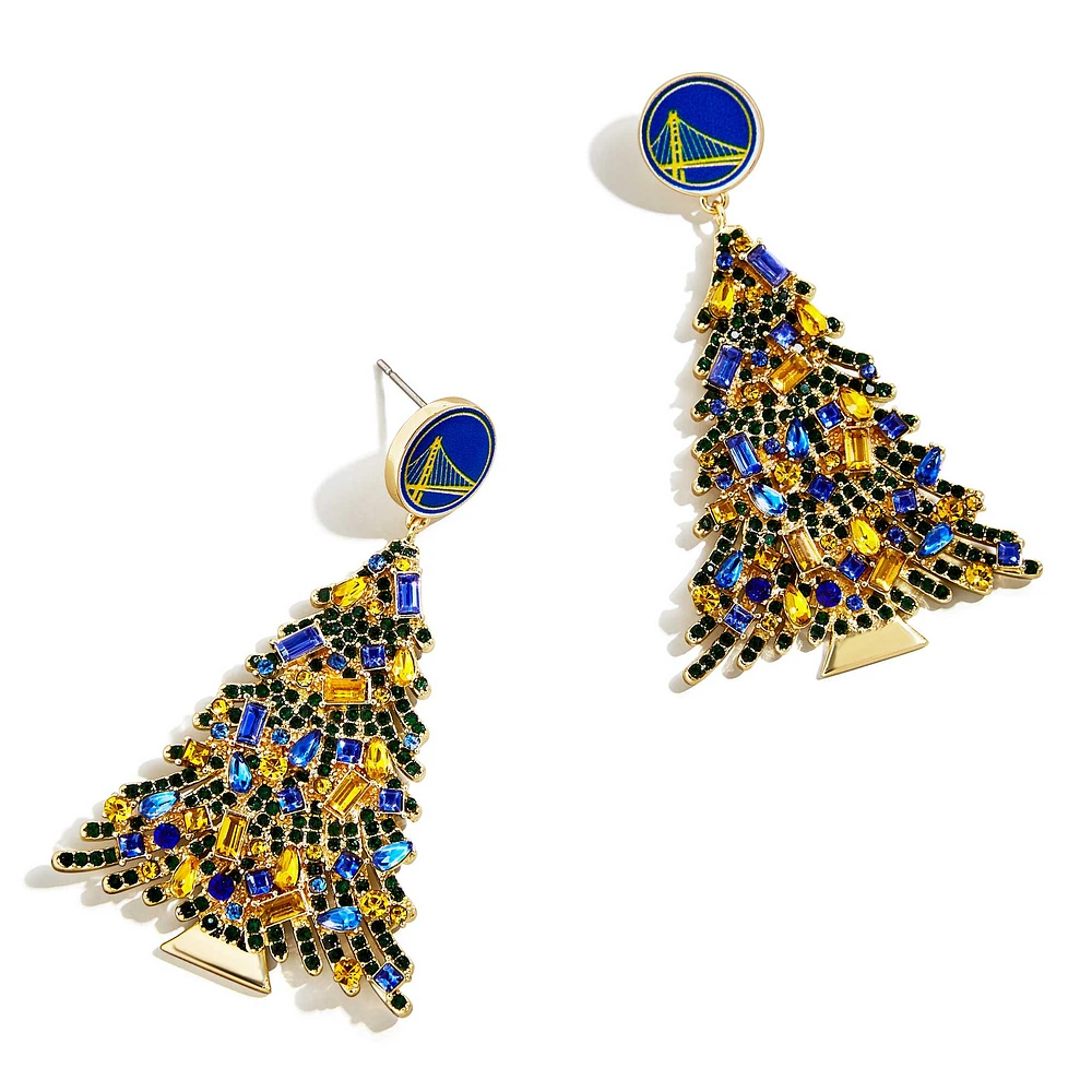 BaubleBar Golden State Warriors Boucles d'oreilles pendantes en forme d'arbre de Noël