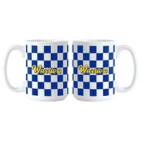 Golden State Warriors 2-Pack 15oz. Checkered Wordmark Mug Set