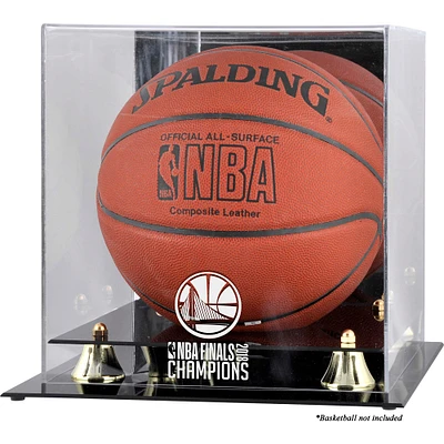 Golden State Warriors 2018 NBA Finals Champions Logo Golden Classic Basketball Display Case with Mirrored Back