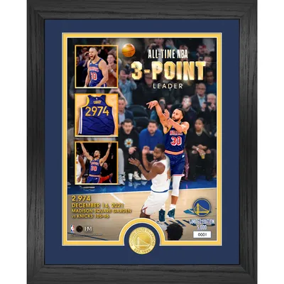 Stephen Curry Golden State Warriors Highland Mint NBA All Time 3-Point Leader 13'' x 16'' Bronze Coin Photo Mint