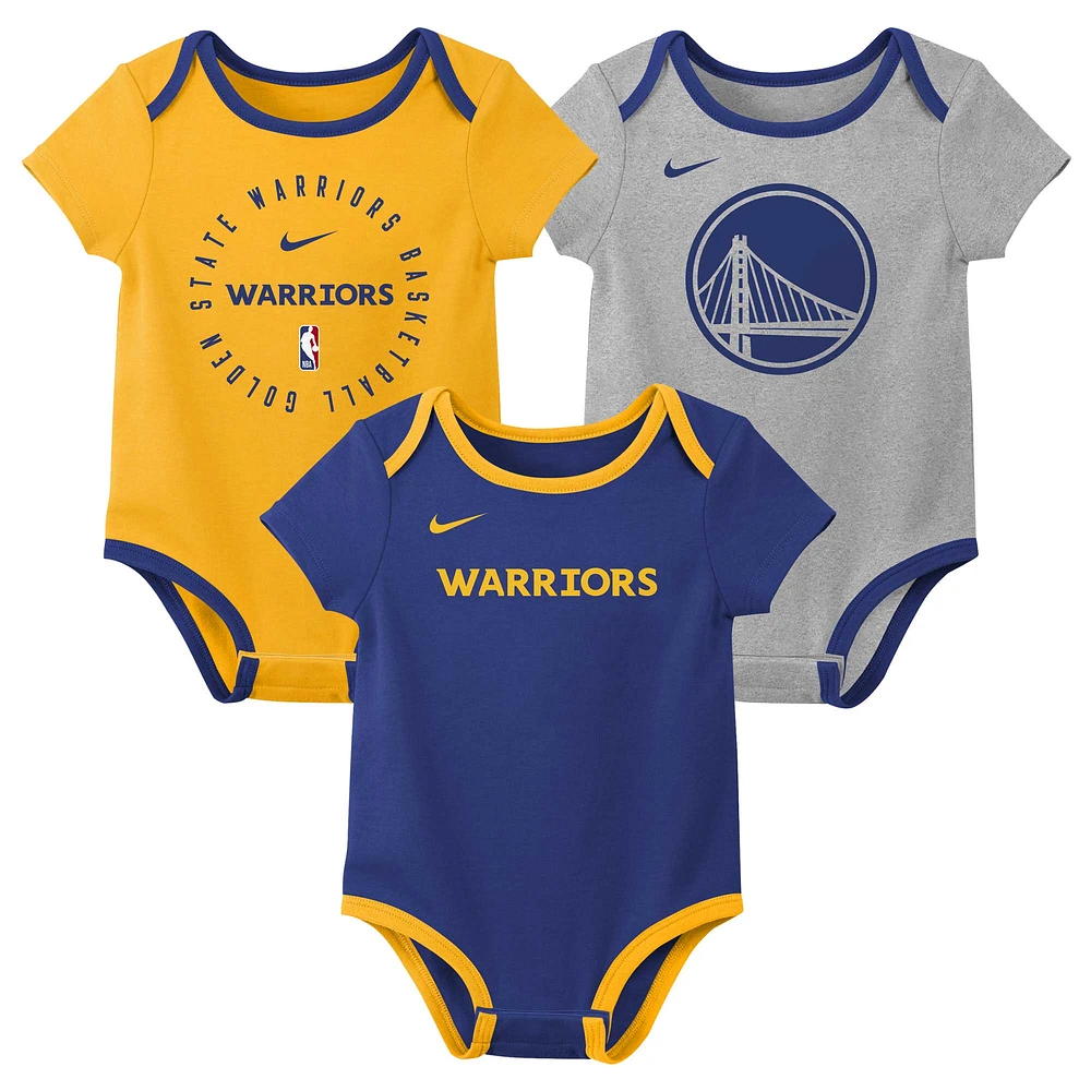 Infant Nike Golden State Warriors Three-Pack Bodysuit Set