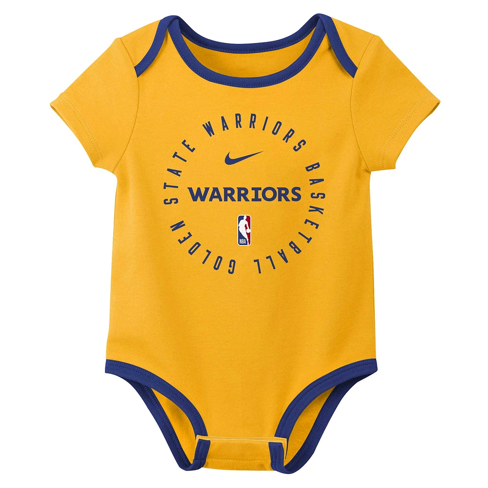 Infant Nike Golden State Warriors Three-Pack Bodysuit Set