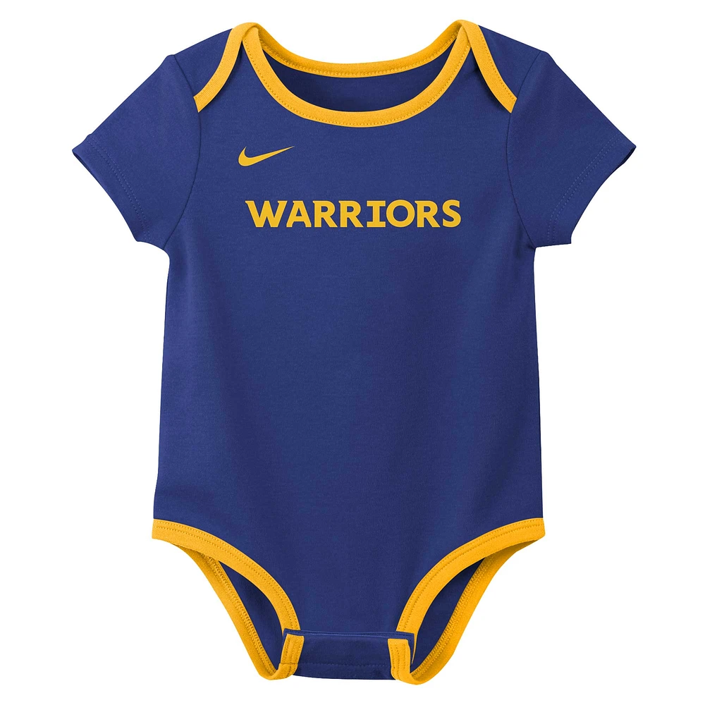 Infant Nike Golden State Warriors Three-Pack Bodysuit Set