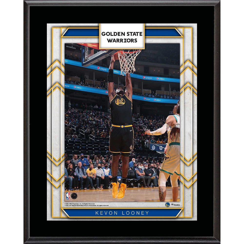 Plaque de joueur sublimée encadrée de 10,5" x 13" de Kevon Looney Golden State Warriors