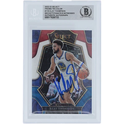 Klay Thompson Golden State Warriors Autographed 2022-23 Panini Select Tri-Color #119 Beckett Fanatics Witnessed Authenticated Card