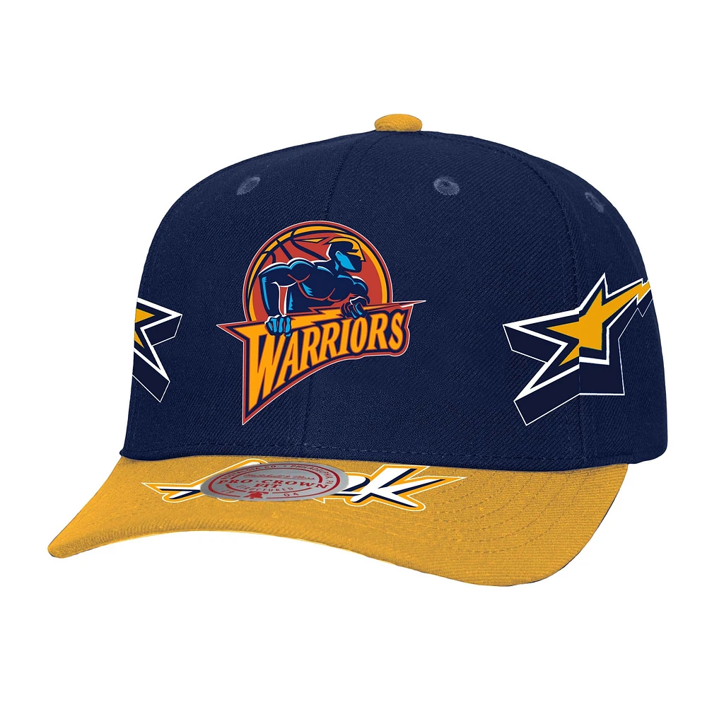 Casquette ajustable pour homme Mitchell & Ness bleu marine/or Golden State Warriors AS2K Stars Pro Crown