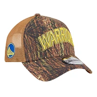 Casquette ajustable New Era Camo Golden State Warriors Victory Grove Forest A-Frame Trucker 9FORTY pour homme