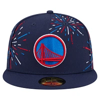 Men's New Era  Navy Golden State Warriors Americana Fireworks 59FIFTY Fitted Hat
