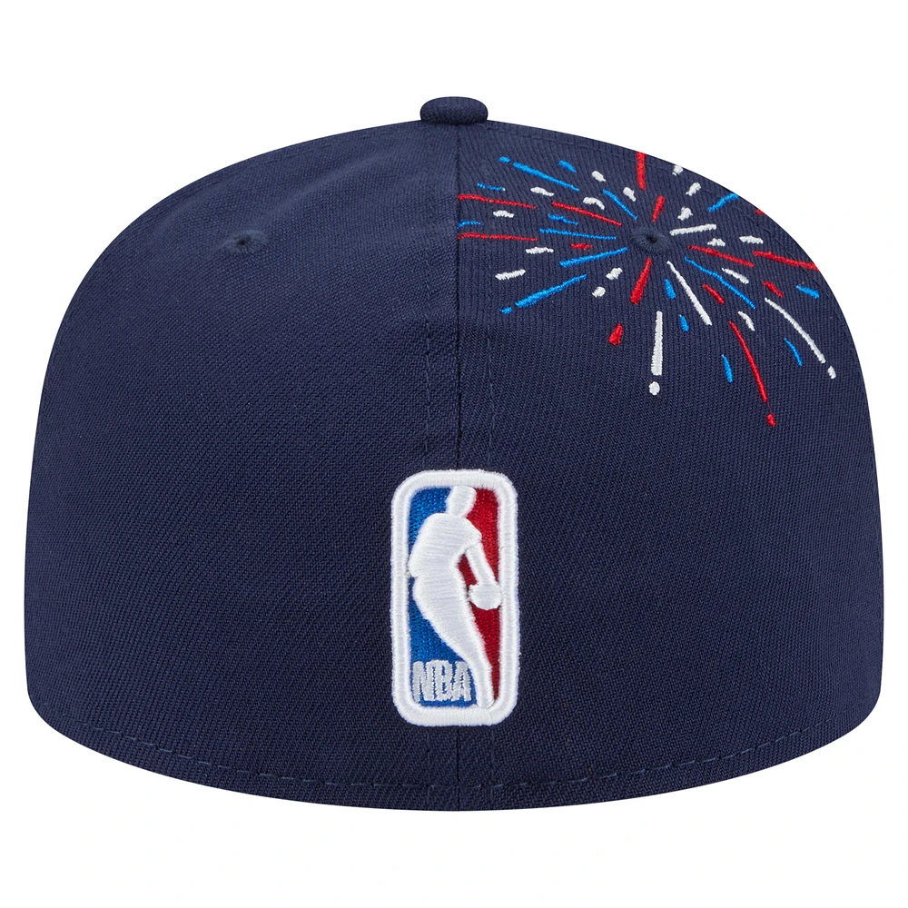 Men's New Era  Navy Golden State Warriors Americana Fireworks 59FIFTY Fitted Hat