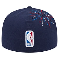 Men's New Era  Navy Golden State Warriors Americana Fireworks 59FIFTY Fitted Hat