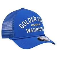 Men's New Era  Royal Golden State Warriors Minimalist A-Frame 9FORTY Trucker Hat