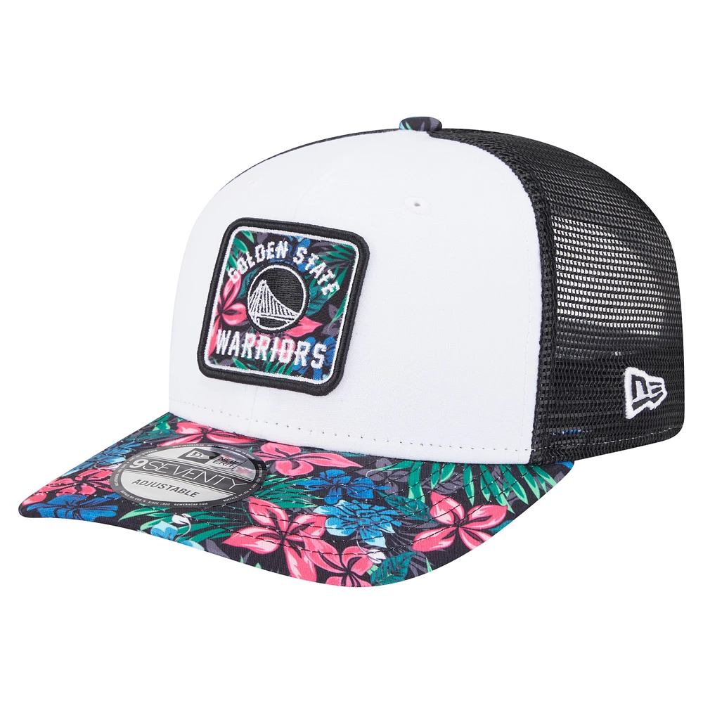 Casquette ajustable New Era blanche Golden State Warriors 9SEVENTY à motif floral pour homme