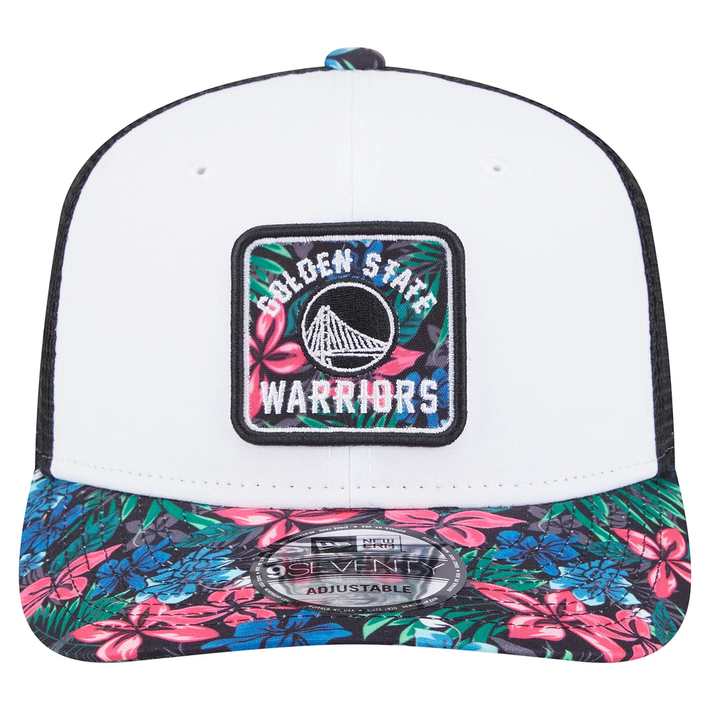 Casquette ajustable New Era blanche Golden State Warriors 9SEVENTY à motif floral pour homme