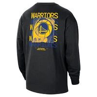 Men's Nike Black Golden State Warriors Courtside Oversized Long Sleeve T-Shirt