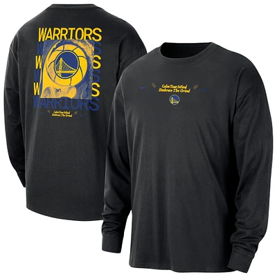 T-shirt à manches longues surdimensionné Nike Golden State Warriors Courtside pour homme, noir