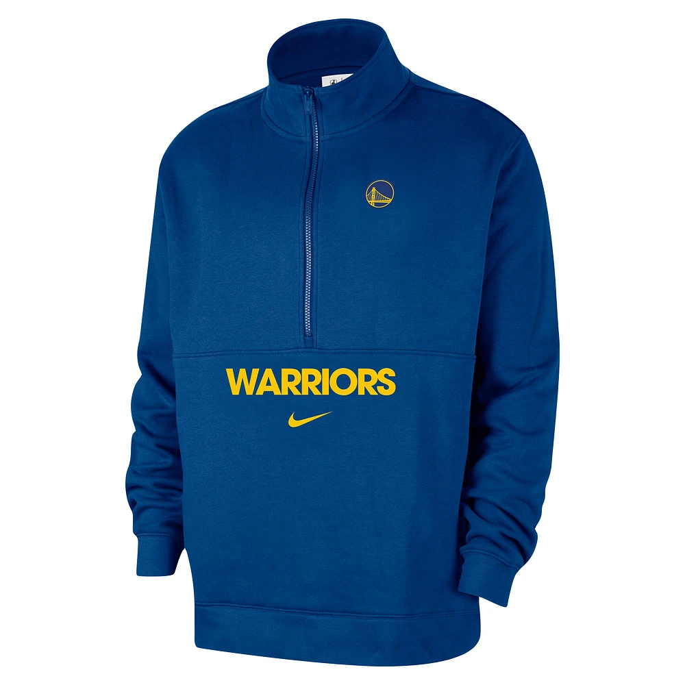 Men's Nike Blue Golden State Warriors Courtside Club Half-Zip Jacket