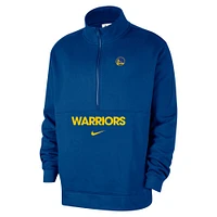 Men's Nike Blue Golden State Warriors Courtside Club Half-Zip Jacket