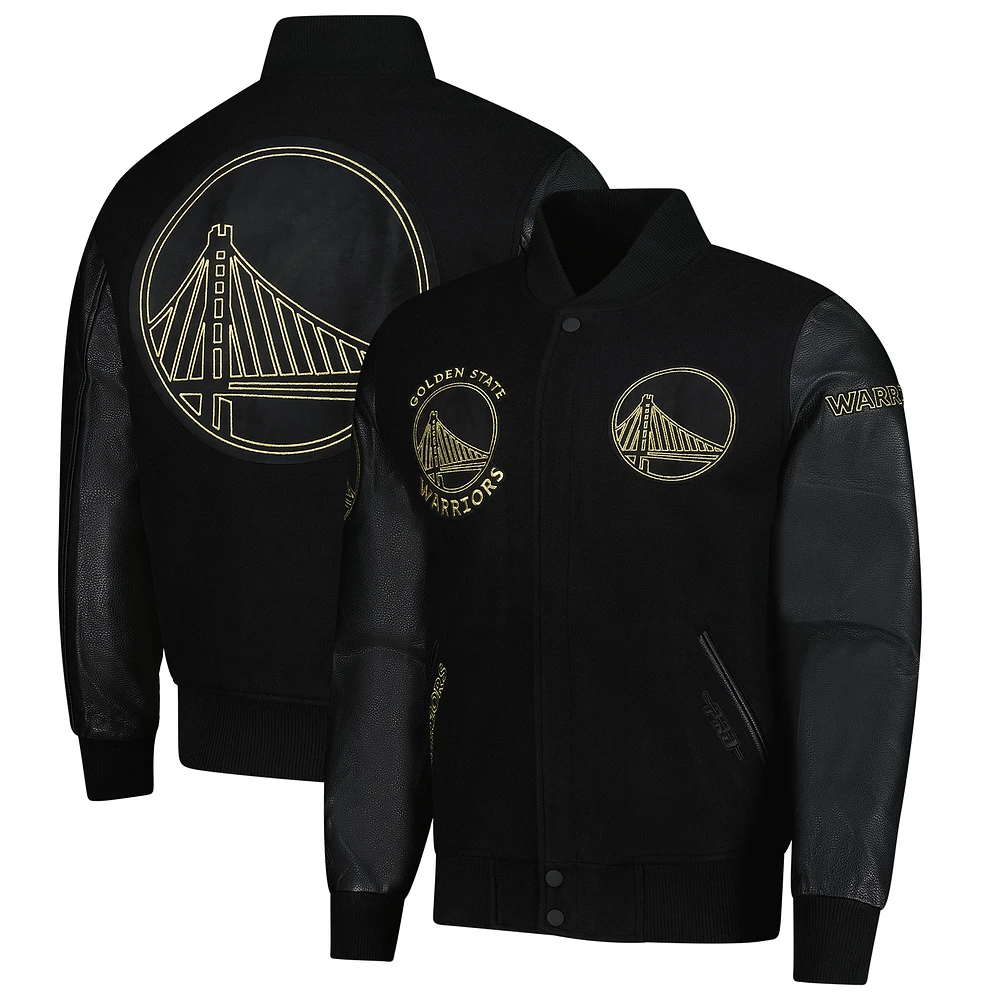 Men's Pro Standard  Black Golden State Warriors Full-Zip Varsity Jacket