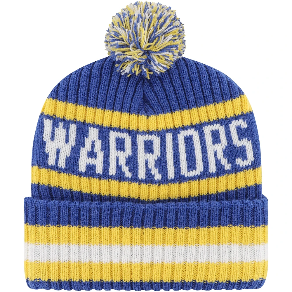 Bonnet en tricot à revers Bering '47 Royal Golden State Warriors pour hommes avec pompon